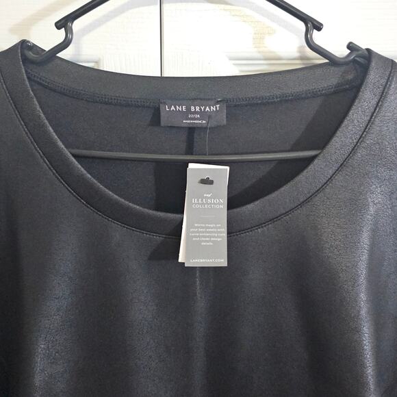 Lane Bryant Faux‎ Leather Peplum Top 22/24 Plus Black Moto Party Casual NWT - Picture 4 of 10